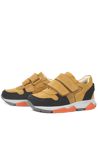 Rakerplus Hakiki Deri Sarı Siyah Çocuk Sneakers Spor Ayakkabı