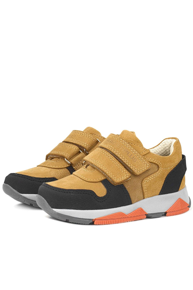 Rakerplus Hakiki Deri Sarı Siyah Çocuk Sneakers Spor Ayakkabı