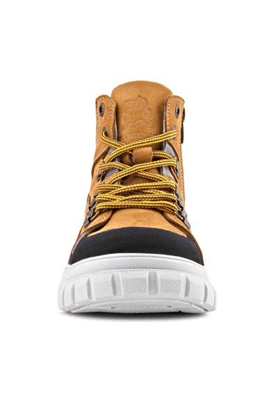 Rakerplus Hakiki Deri Sarı Siyah Fermuarlı Erkek Çocuk Bot