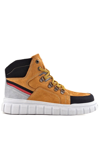 Rakerplus Hakiki Deri Sarı Siyah Fermuarlı Erkek Çocuk Bot