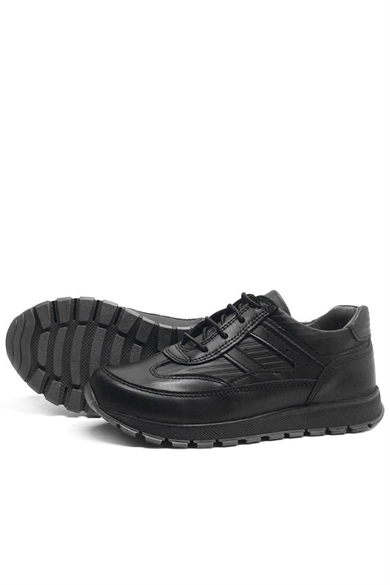 Rakerplus Hakiki Deri Siyah Bağcıklı Erkek Çocuk Spor Okul Ayakkabı