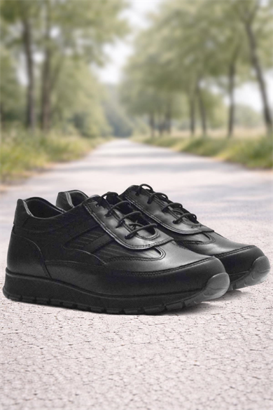 Rakerplus Hakiki Deri Siyah Bağcıklı Erkek Çocuk Spor Okul Ayakkabı