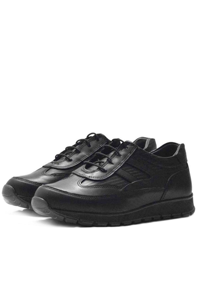 Rakerplus Hakiki Deri Siyah Bağcıklı Erkek Genç Spor Okul Ayakkabı