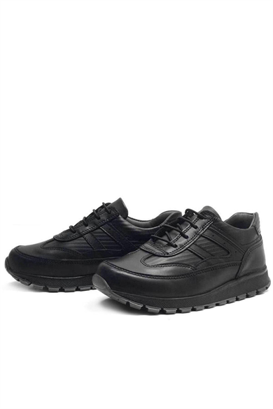 Rakerplus Hakiki Deri Siyah Bağcıklı Erkek Çocuk Spor Okul Ayakkabı