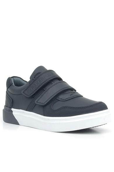 Rakerplus Hakiki Deri Siyah Beyaz Cırtlı Erkek Çocuk Sneaker