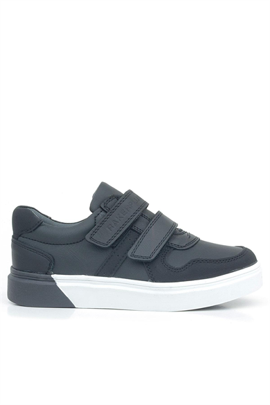 Rakerplus Hakiki Deri Siyah Beyaz Cırtlı Erkek Çocuk Sneaker