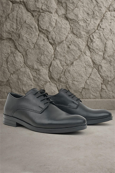 Rakerplus Hakiki Deri Siyah Cilt Bağcıklı Oxford Çocuk Ayakkabı