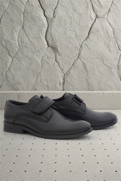Rakerplus Hakiki Deri Siyah Cilt Cırtlı Oxford Çocuk Ayakkabı