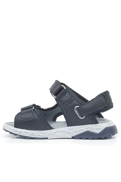 Rakerplus Hakiki Deri Siyah Cilt Rahat Tabanlı Cırtlı Çocuk Sandalet Ayakkabı