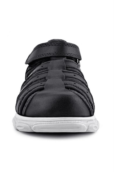 Rakerplus Hakiki Deri Siyah Cırt Cırtlı Erkek Çocuk Sandalet