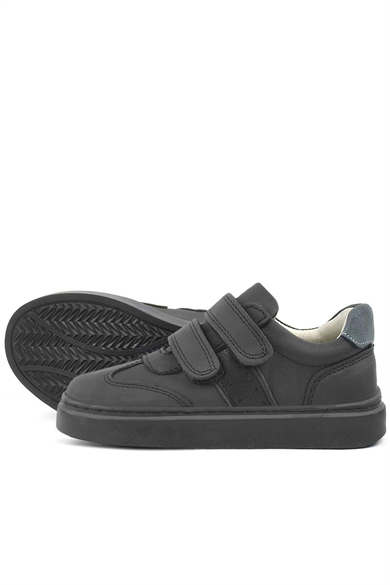 Rakerplus Hakiki Deri Siyah Cırtlı Çocuk Spor Ayakkabı Sneaker