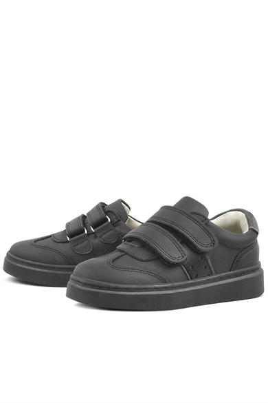 Rakerplus Hakiki Deri Siyah Cırtlı Çocuk Spor Ayakkabı Sneaker