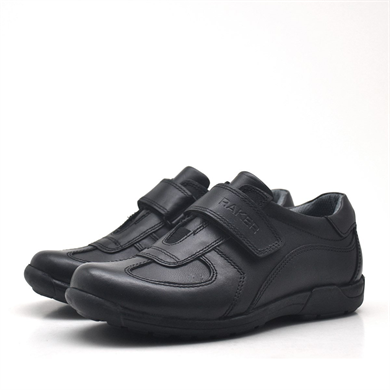 Rakerplus Hakiki Deri Siyah Cırtlı Erkek Çocuk Okul Ayakkabısı