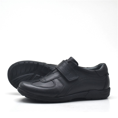 Rakerplus Hakiki Deri Siyah Cırtlı Erkek Çocuk Okul Ayakkabısı