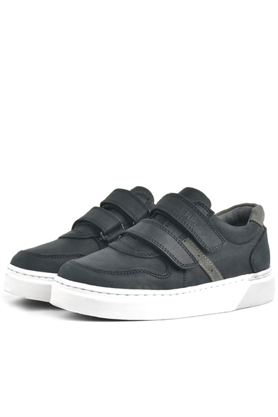 Rakerplus Hakiki Deri Siyah Cırtlı Erkek Çocuk Sneaker