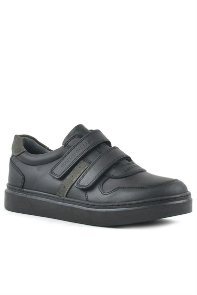 Rakerplus Hakiki Deri Siyah Cırtlı Erkek Çocuk Sneaker Ayakkabı