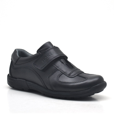Rakerplus Hakiki Deri Siyah Cırtlı Erkek Çocuk Okul Ayakkabısı