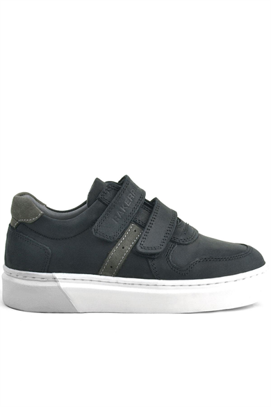 Rakerplus Hakiki Deri Siyah Cırtlı Erkek Çocuk Sneaker