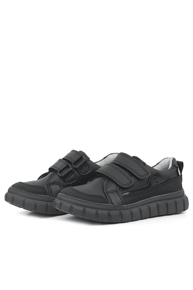 Rakerplus Hakiki Deri Siyah Cırtlı Günlük Spor Çocuk Okul Ayakkabı