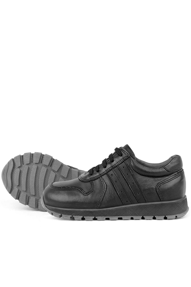 Rakerplus Hakiki Deri Siyah Fermuarlı Erkek Çocuk Spor Okul Ayakkabı