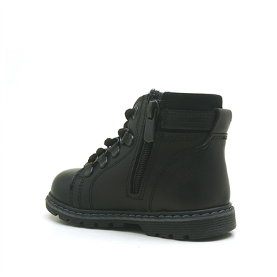 Rakerplus Hakiki Deri Siyah Fermuarlı Kışlık Çocuk Asker Bot