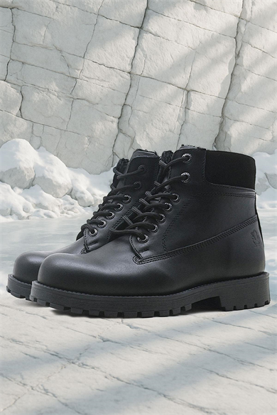 Rakerplus Hakiki Deri Siyah Fermuarlı Kışlık Çocuk Bot