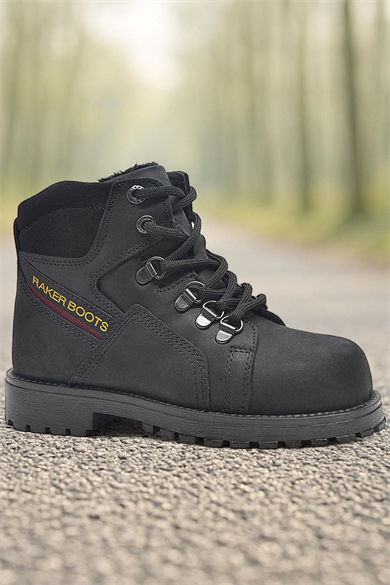 Rakerplus Hakiki Deri Siyah Fermuarlı Kürklü Çocuk Bot