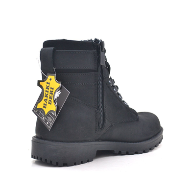 Rakerplus Hakiki Deri Siyah Fermuarlı Kürklü Çocuk Bot