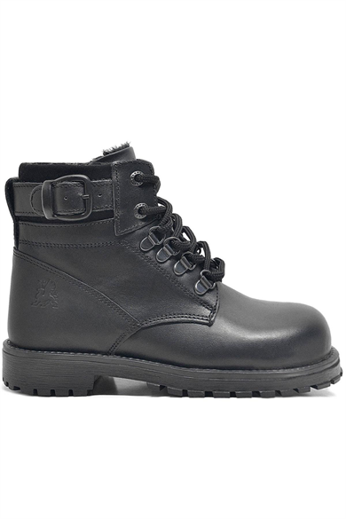 Rakerplus Hakiki Deri Siyah Fermuarlı Kürklü Çocuk Bot