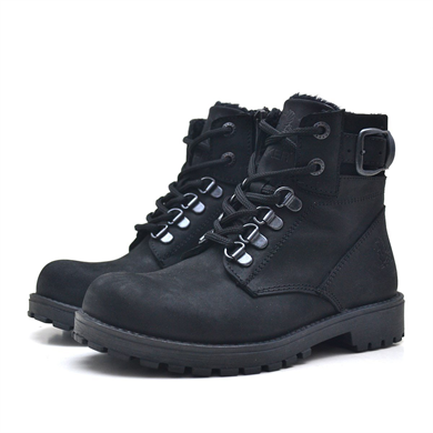 Rakerplus Hakiki Deri Siyah Fermuarlı Kürklü Çocuk Bot