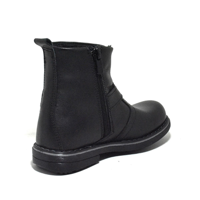 Rakerplus Hakiki Deri Siyah Fermuarlı Kürklü Çocuk Botu