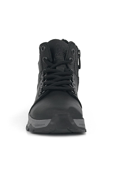 Rakerplus Hakiki Deri Siyah Fermuarlı Trekking Erkek Çocuk Bot