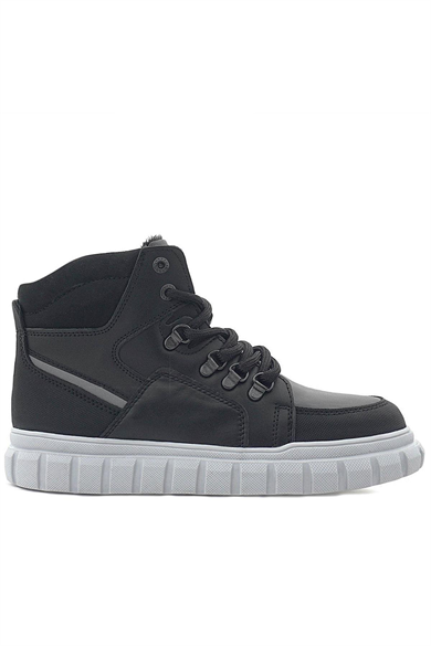 Rakerplus Hakiki Deri Siyah Gri Fermuarlı Erkek Çocuk Bot