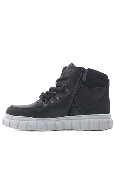 Rakerplus Hakiki Deri Siyah Gri Fermuarlı Erkek Çocuk Bot