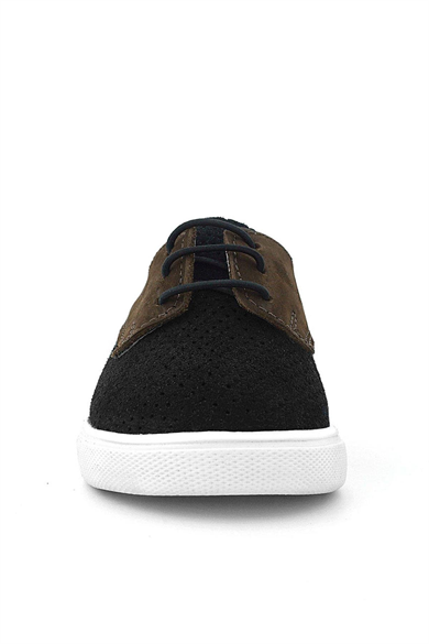 Rakerplus Hakiki Deri Siyah Kahve Lastikli Erkek Çocuk Günlük Ayakkabı