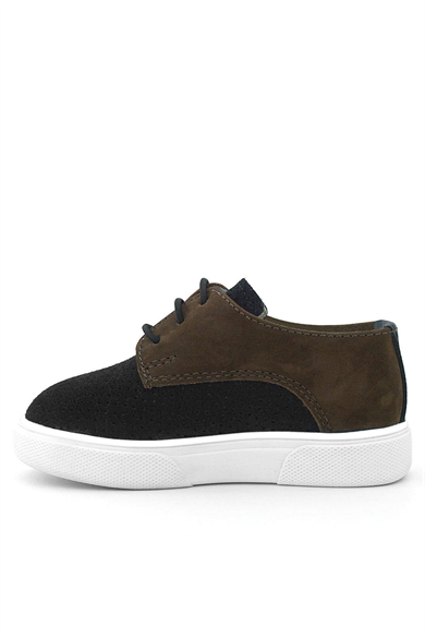 Rakerplus Hakiki Deri Siyah Kahve Lastikli Erkek Çocuk Günlük Ayakkabı