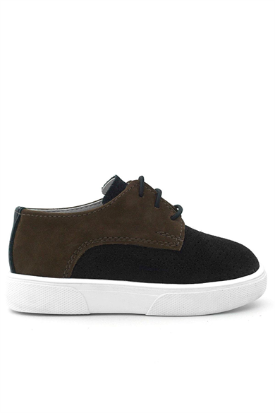 Rakerplus Hakiki Deri Siyah Kahve Lastikli Erkek Çocuk Günlük Ayakkabı