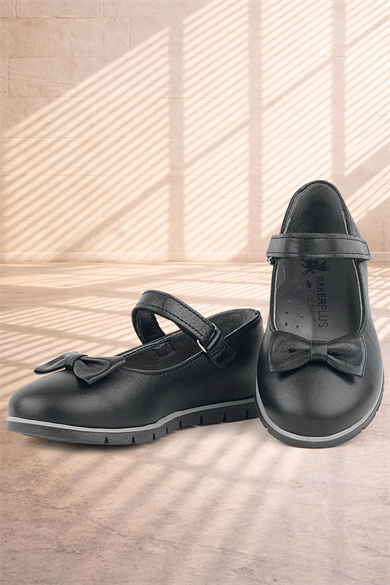 Rakerplus Hakiki Deri Siyah Kız Çocuk Babet