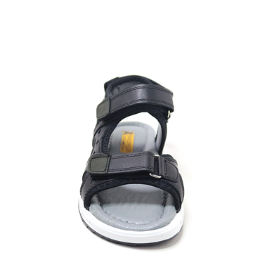 Rakerplus Hakiki Deri Siyah Konfor Tabanlı Cırtlı Çocuk Sandalet