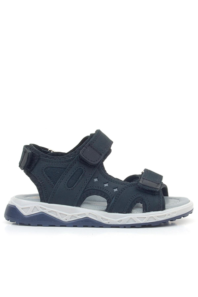 Rakerplus Hakiki Deri Siyah Nubuk Cırtlı Çocuk Sandalet Ayakkabı
