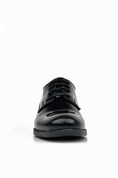 Rakerplus Hakiki Deri Siyah Rugan Bağcıklı Oxford Çocuk Okul Ayakkabısı