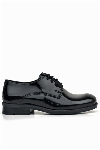 Rakerplus Hakiki Deri Siyah Rugan Bağcıklı Oxford Çocuk Okul Ayakkabısı