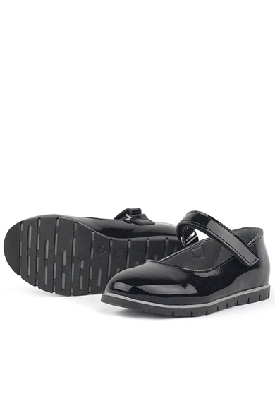 Rakerplus Hakiki Deri Siyah Rugan Kız Çocuk Babet