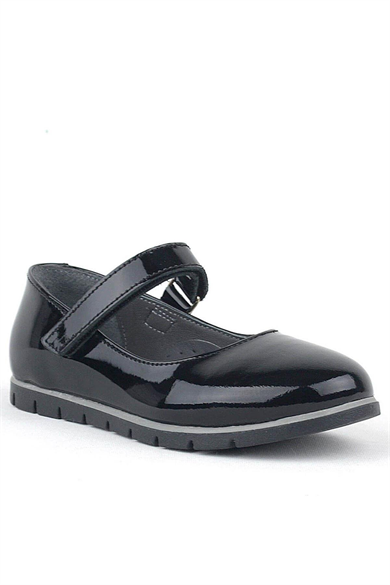 Rakerplus Hakiki Deri Siyah Rugan Kız Çocuk Babet