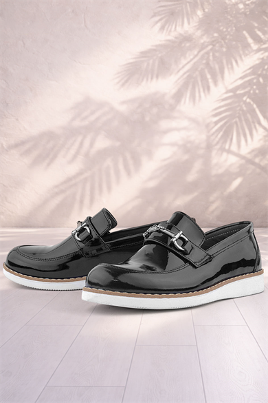 Rakerplus Hakiki Deri Siyah Rugan Loafer Çocuk Klasik Ayakkabı