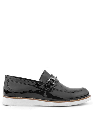 Rakerplus Hakiki Deri Siyah Rugan Loafer Çocuk Klasik Ayakkabı