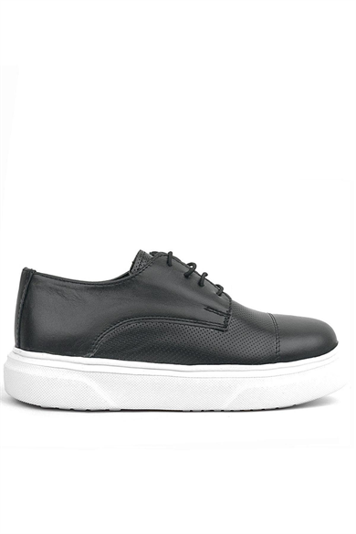 Rakerplus Hakiki Deri Siyah Yüksek Taban Çocuk Klasik Ayakkabı