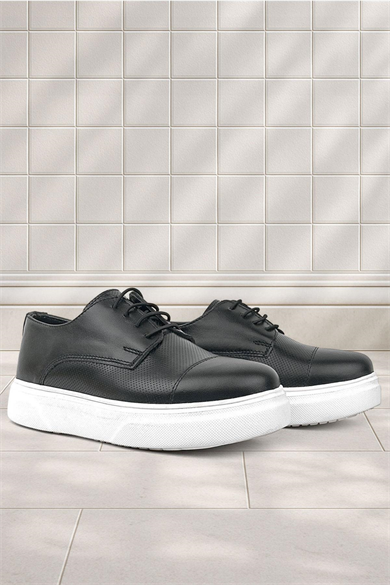 Rakerplus Hakiki Deri Siyah Yüksek Taban Çocuk Klasik Ayakkabı