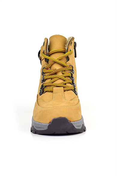 Rakerplus Hakiki Deri Taba Bağcıklı Fermuarlı Trekking Çocuk Bot