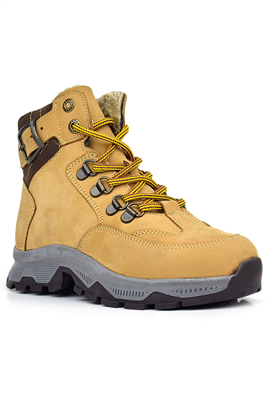 Rakerplus Hakiki Deri Taba Bağcıklı Fermuarlı Trekking Çocuk Bot